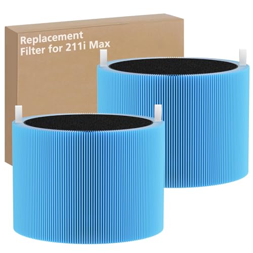2 Pack 211i Max Replacement Filter Compatible with BLUEAIR Blue Pure 211i Max Air Purifier, Ture HEPA & Activated Carbon Replacement Filter, Blue