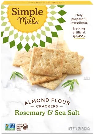 Simple Mills Almond Flour Crackers, Rosemary & Sea Salt - Gluten Free, Vegan, Healthy Snacks, 4.25 Ounce (Pack of 1)