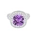 Shine Jewel Acentos de Solitario Anillo de Piedra de Nacimiento de febrero de Plata 925 con Piedras Preciosas de Amatista y cojín de 6 mm (10)