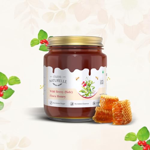 Image of Farm Naturelle Berry Honey 1.45kg with Extra Honey and Wooden Spoon | 100% Pure Raw Honey in Glass Bottle