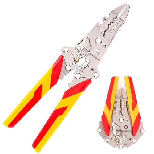 TENGWA Pince a Denuder 14 en 1 Portable et Pliable Pince a Denuder Electricien Multi Usages Pinces Electricien Multifonction pour Dénuders Enrouler Plier et...