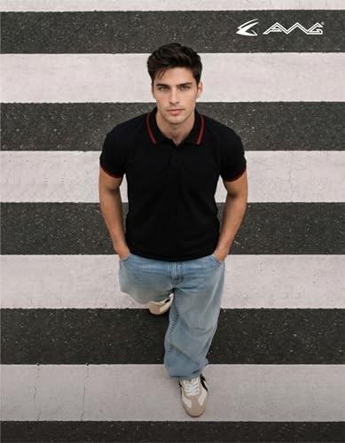 Image of AWG ALL WEATHER GEAR Rich Cotton Polo T-Shirt | Half Sleeve Classic Fit | Soft Breathable Solid Tee | Casual & Office Wear | Comfortable Everyday Cotton Polo | Mens Tshirts