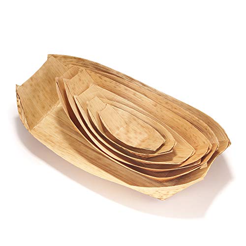 Bamboomn 8.3" X 4.5" Premium Bamboo Leaf Boat, All Natural And Disposable Compostable For Catering And Home Use, 300 Pieces #TOP4