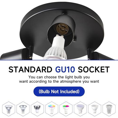 Egm BLACK 3 -LIGHTS Adjustable 3-Light Ceiling Spotlight, Black Round Track Lighting Fixtures thumb #3