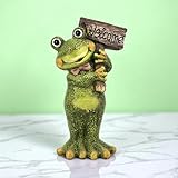 Kunststein Garten-Figur Frosch mit Welcome Schild 25 x 45cm Dekofigur Skulptur Gartendeko