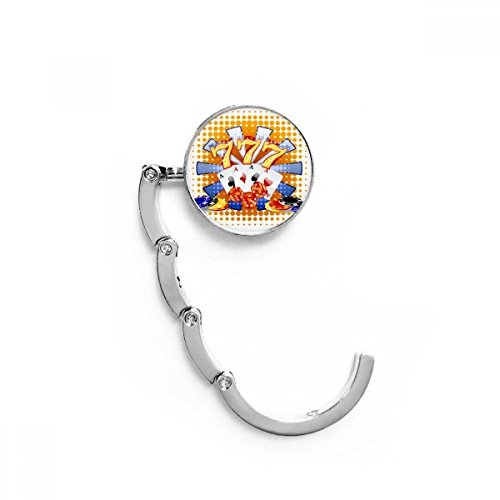 DIYthinker Casino Dice Chips Poker Illustration Tisch Haken Falttasche Schreibtisch Aufhänger Faltbare Halter 4,4 x 4,4 cm (Breite x Höhe) gefaltet Mehrfarbig