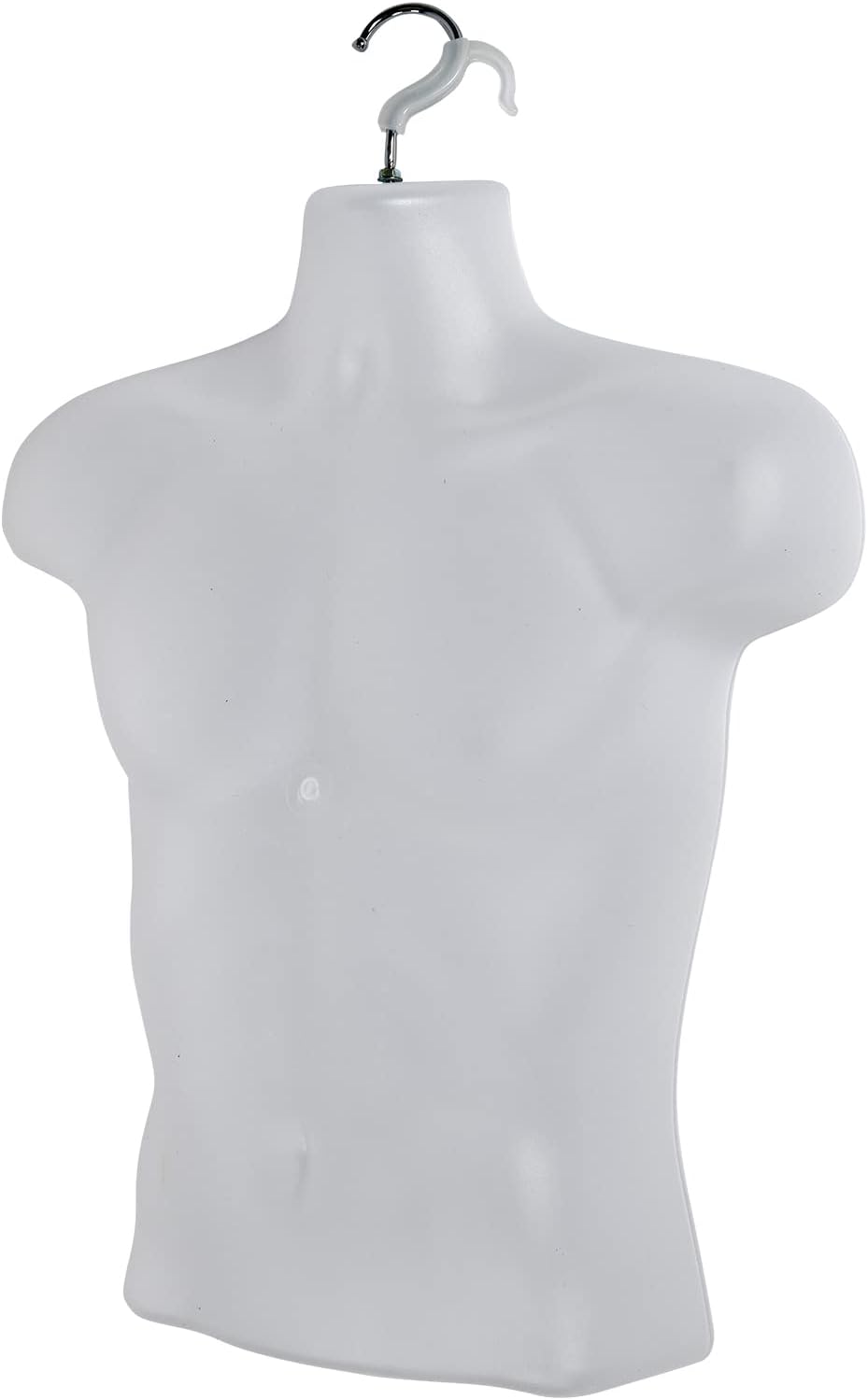 SSWBasics Male Molded Shatterproof Frosted Hanging Shirt Form with Hook - Fits Men's Sizes