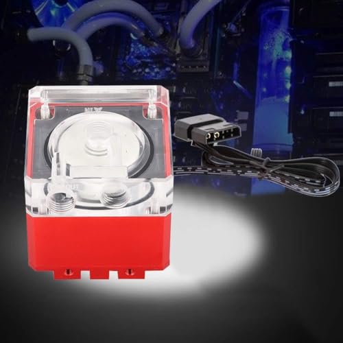 aqxreight 3000 U/min, Schnelle Wärmeableitung, Computer-Pumpe, 800 L, 3–5 Meter, PC-Pumpe, weiß, Stark und Ableitend, Computer-, PC-Kühlpumpe, Tank, Kühlpumpe (Rot)