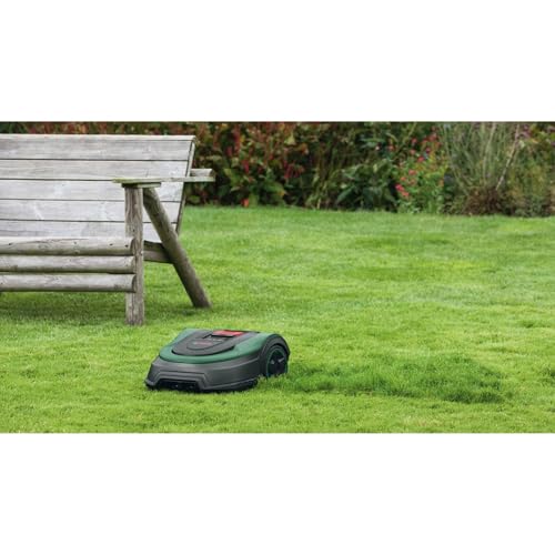Bosch Robot cortacésped Indego S+ 500 (con batería de 18 V y función de aplicación, base de carga incluida, ancho de corte de 19 cm, para áreas de césped de hasta 500 m² y en caja de cartón)