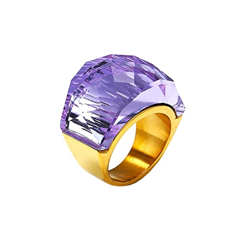 Image of HIJONES Men Women Stainless Steel Cubic Zirconia Royal Crystal Rings Wrap Band Cocktail Style