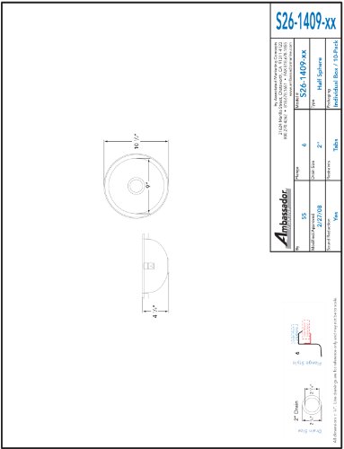 Ambassador Marine Half Sphere Stainless Steel Brushed Finish Sink, 9 1/2-Inch Wide X 4 3/4-Inch Deep #TOP1
