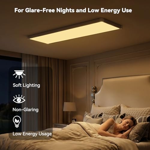 Image of AIKVSXER 1x4 LED Flat Panel Light Surface Mount, 2.4G Switch & App, 6 Pack