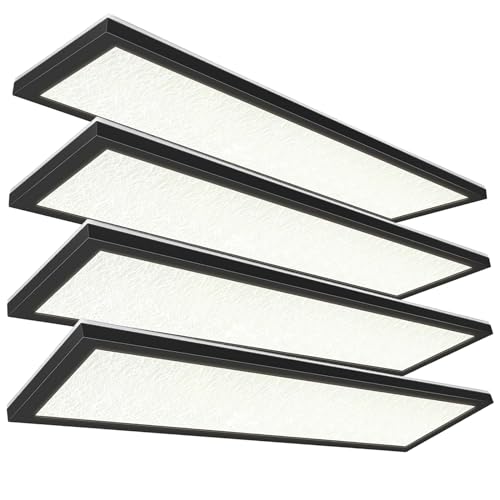 1x4 FT 3CCT LED Flat Panel Flush Mount Light with Night Light, 4800LM, 48W, 3000K/4000K/5000K Selectable, Dimmable Ultra Slim Edge-Lit Built-in Driver Surface Mount Ceiling Light for Kitchen, 4 Pack
