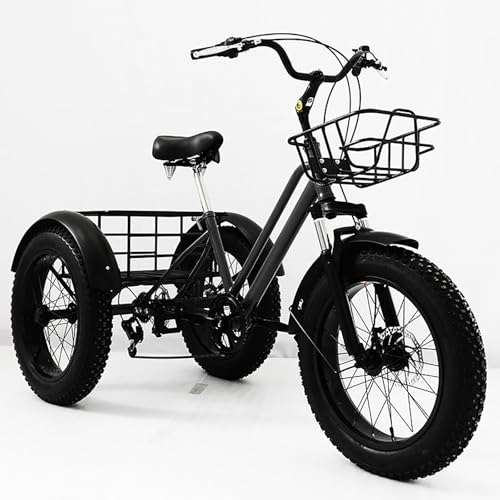 GCLCPAEN Triciclo para Adultos con Ruedas Anchas,Todoterreno De 20',Cesta De Carga Grande,Comodidad De Conducción,Asiento Ajustable,Capacidad De Carga De 200Kg,Ideal para Personas Mayores/Adultos B
