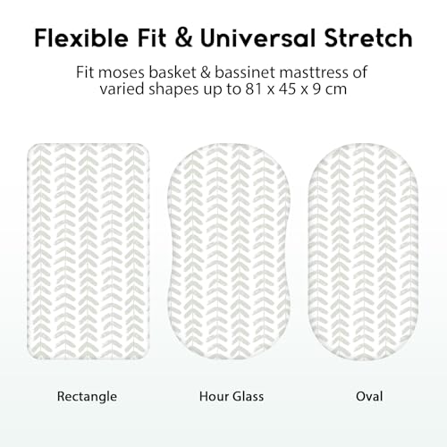Yoofoss Moses Basket Sheets, Newborn Pram Sheet Fitted for Baby Boy and Girl Crib Baby Bassinet Sheets, Breathable 2 Pack Easy Care - Image 3