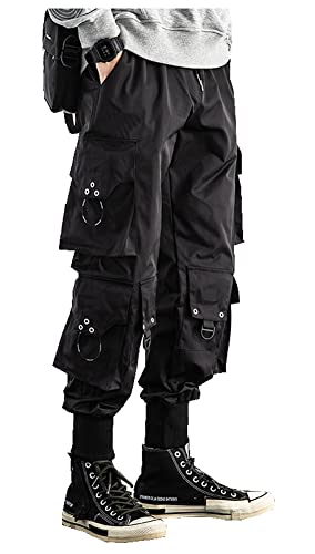 Ladyful Herren Hip Hop Jogger Cargohose Cargo Pants Patchwork Techwear Hosen Baggy Streetwear Punk Hose Jogginghose Cover