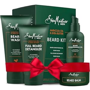 SheaMoisture Beard Kit for Men – Beard Wash, Conditioning Beard Oil, Full Beard Detangler + Beard Balm with Shea Butter & Maracuja Oil, Gifts for Men (4 Piece Set)