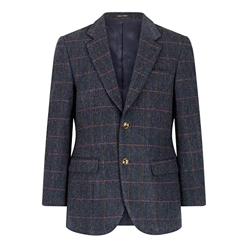 WALKER AND HAWKES Herren Country-Blazer - Klassische Jacke aus Windsor-Tweed - Blauer Tweed -...