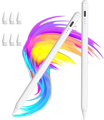 2PackStylus Pen for Apple iPad 2018-2026 A16 11/10/9/8/7/6 iPad Mini A17 Pro/6/5 iPad Air M4/M3/M2 11/13/5/4 iPad Pro M5/M4 13/12.9/11 USB-C Fast Charging Pencil Pixel-Perfect Tilt Sensitivity