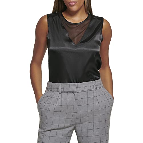 Calvin Klein Women's Back Keyhole + Button Closure Wear to Work Suits Woven Top