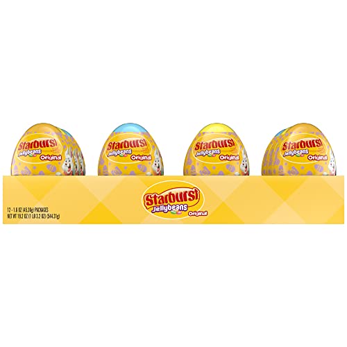 STARBURST Original Jelly Bean Egg Box, Easter Egg Candy for Easter Basket Fillers, 1.6 Ounces Each, 12 Pack