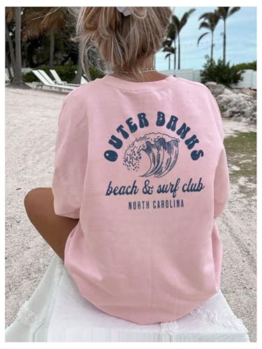 Image of RoseSeek Girl's Letter Print T Shirt Half Sleeve Drop Shoulder Crew Neck Oversized Tee Tops