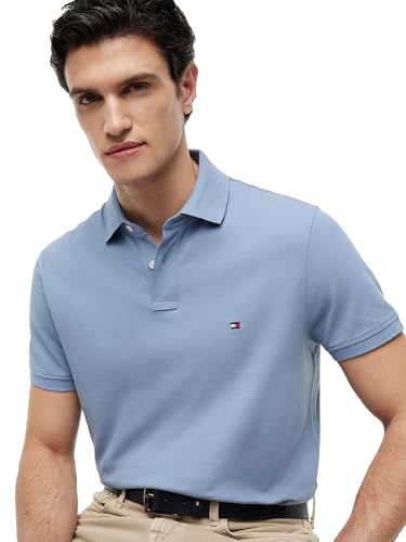 Image of Tommy Hilfiger Men's Short Sleeve Polo Shirts in Regular Fit With Stretch and Organic Pique Cotton