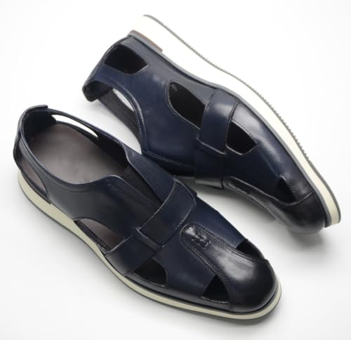 Santimon Men’s Leather Fisherman Sandals – Closed Toe Cut-Out Dress Summer Shoes with Cushioned Sole, Casual Sandals for Office Beachwear3