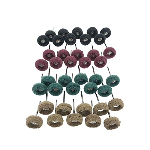 40PCS Abrasive Buffing Wheels Buffing Polishing Wheel Set with 1.2 Inch Shank (Black 320-400#, Red 240-320#, Green 150-180#, Brown 80-120#)