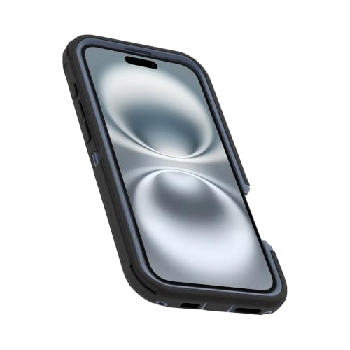 Image of OtterBox iPhone 16 Plus (Only) Defender Series MagSafe Case - Black Denim (Black & Blue) - Case Only - Built-in Magnets - Screenless - Rugged & Durable - with Port Protection
