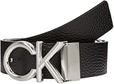 Calvin Klein Uomo Cintura Metal Fibbia Monogramma, Nero (Ck Black Pebble), 135 cm...