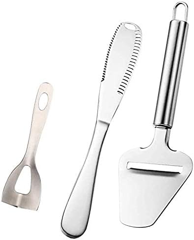 Cheese Slicer,3-in-1 Stainless Steel Cheese Cutter Tools Set with Butter Knife for Different Hardness Cheeses and Butter,Non-Stick Cheese Knife Kit