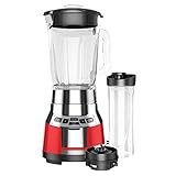 BLACK+DECKER BL1821RG-P FusionBlade Digital Blender with 6-Cup Glass Jar and 20 Ounce BPA-Free Portable Personal Blender Jar, Red/Stainless Steel Blender