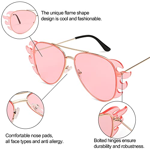 FEISEDY Pilot Fire Flame Sunglasses for Women Men Oversized Frame Unisex Party Glasses B90612