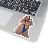 Generic Busty Model Sticker Sexy Women Stickers Pinup Girl White or Transparent Vinyl Stickers E833 (Transparent, 3x3)