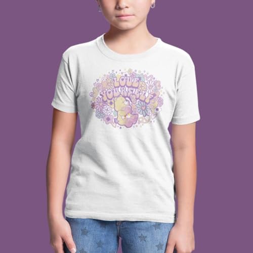 Ripple Junction Care Bears Kids Girls Youth Short Sleeve T-Shirt Love Yourself Groovy Flower Print Officially Licensed2