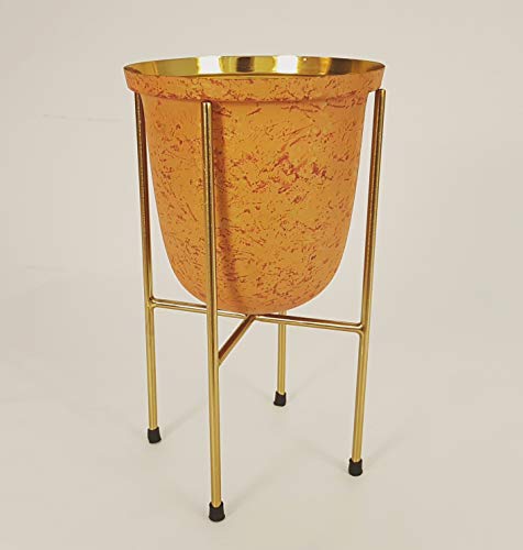 MORii® Set of Metal Pot Planter with Gold Stand | Indoor Outdoor Planters | Plants Balcony Gardening Pots| Flower Plant Garden Large| Home Living Room | Decor Gifts| Tall Planter Entryway|