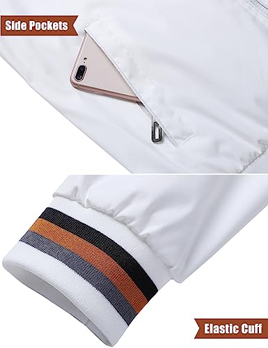 Blouson aviateur léger col montant blanc automne printemps