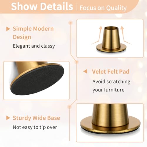 Nuptio Candle Stick Candle Holder: 4 Pcs Gold Candlestick Taper Holders Small Metal Candleholder For Candlesticks And Tapered Candles Modern Candlholders For Wedding Christmas Fireplace Centerpiece thumb #4