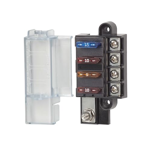 Blue Sea Systems ST Blade Fuse Block Compact 4 Circuit With Cover, 100 Amps, 5045