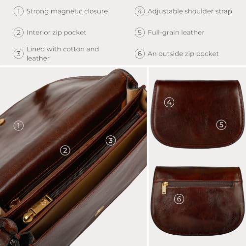 Image of Time Resistance Leather Cross Body Bag for Women Shoulder Bag Messenger Purse Gift Box Included