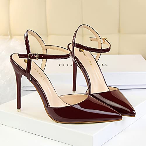 JiangWei Shu Women's High Heeled Sandal Ankle Strap Pointed Toe Party Wedding Dress Shoes4