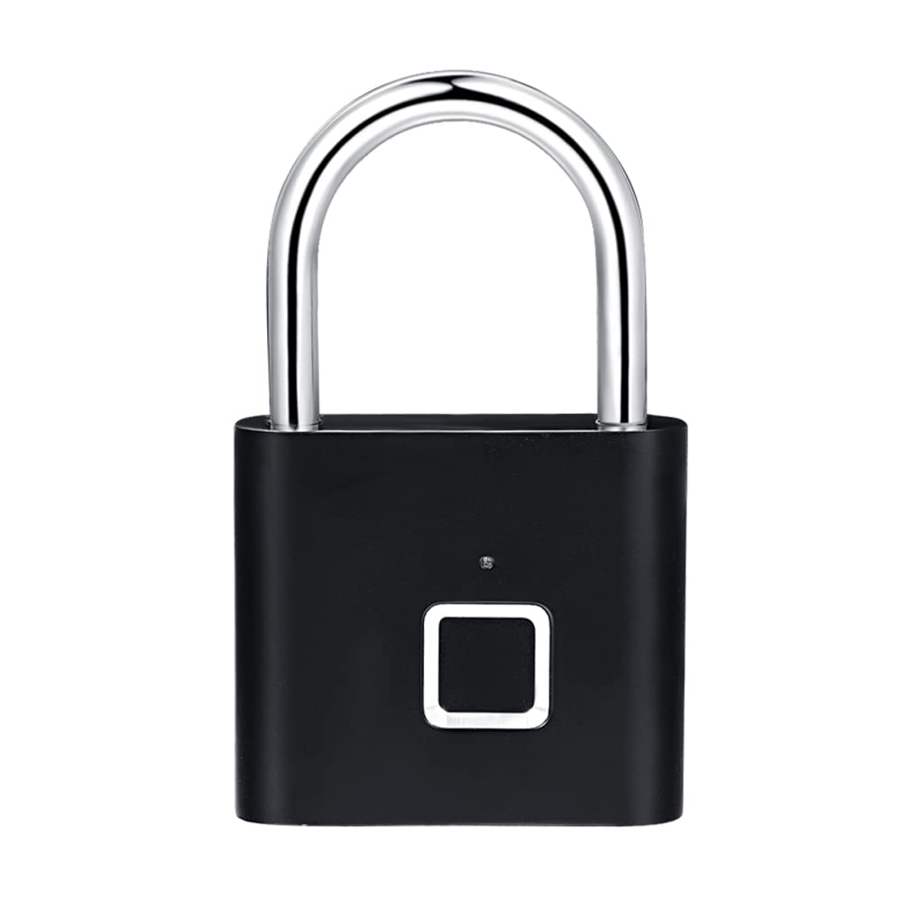 Beauenty Fingerprint Padlock, Fingerprint Waterproof Keyless Anti-Theft, Security Digital Lock Portable for Locker, Gym, Door, Luggage, Suitcase, Handbags, Wardrobes (Black)