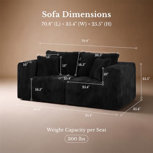 Image of Maywish Modular Boneless Couch 70 Inch, Sectional Loveseat with Deep Seat