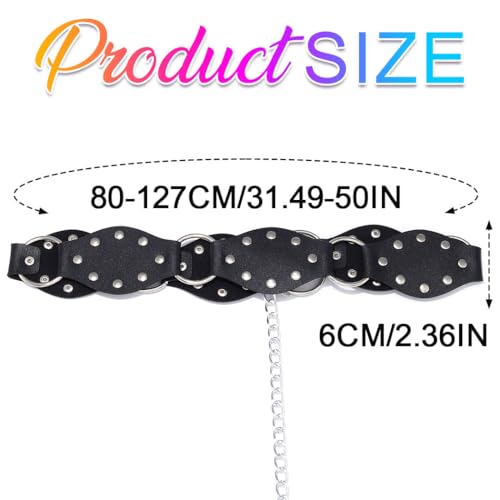 Nicute Wide Leather Belt Punk Black Wasit Belt Gothic Waist Accessories for Women2