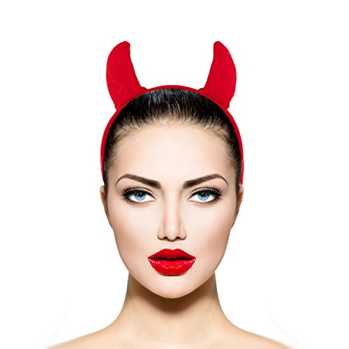 Lux Accessories Halloween Red Fabric Devil Cosplay Party Costume Accessory Headband
