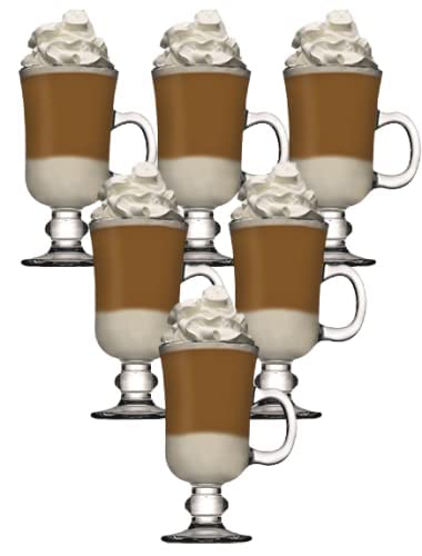 Image of 250 ML Glass Coffee Mug Set, with Convenient Handle, Tea Glasses for Hot /Cold Beverages, Thermal Shock Resistant, Tempered Glass, Mugs for Cappuccino Pack of 6 (PN - 01, 6 Count (Pack of 1))