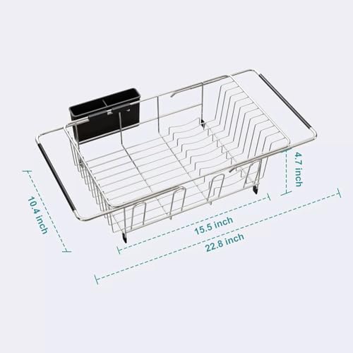 Escurreplatos extensible de acero inoxidable para mantener la encimera limpia 8
