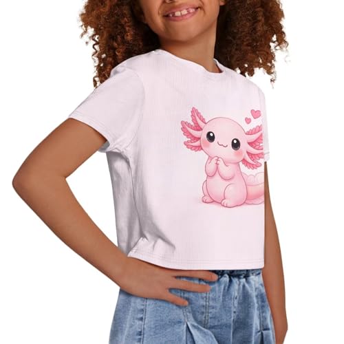 Image of Girls Fashion Crewneck Tee Shirts Casual Short Sleeve Crop Top Summer Outfits 5-14 Year