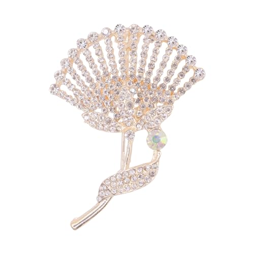 Image of Gold Crystal Shell Flower Brooch Pins for Women Elegant Pearl Rhinestone Floral Brooches Pin Fashion Jewelry for Party Dance Wedding Banquet Brooch for Women Girl Gift